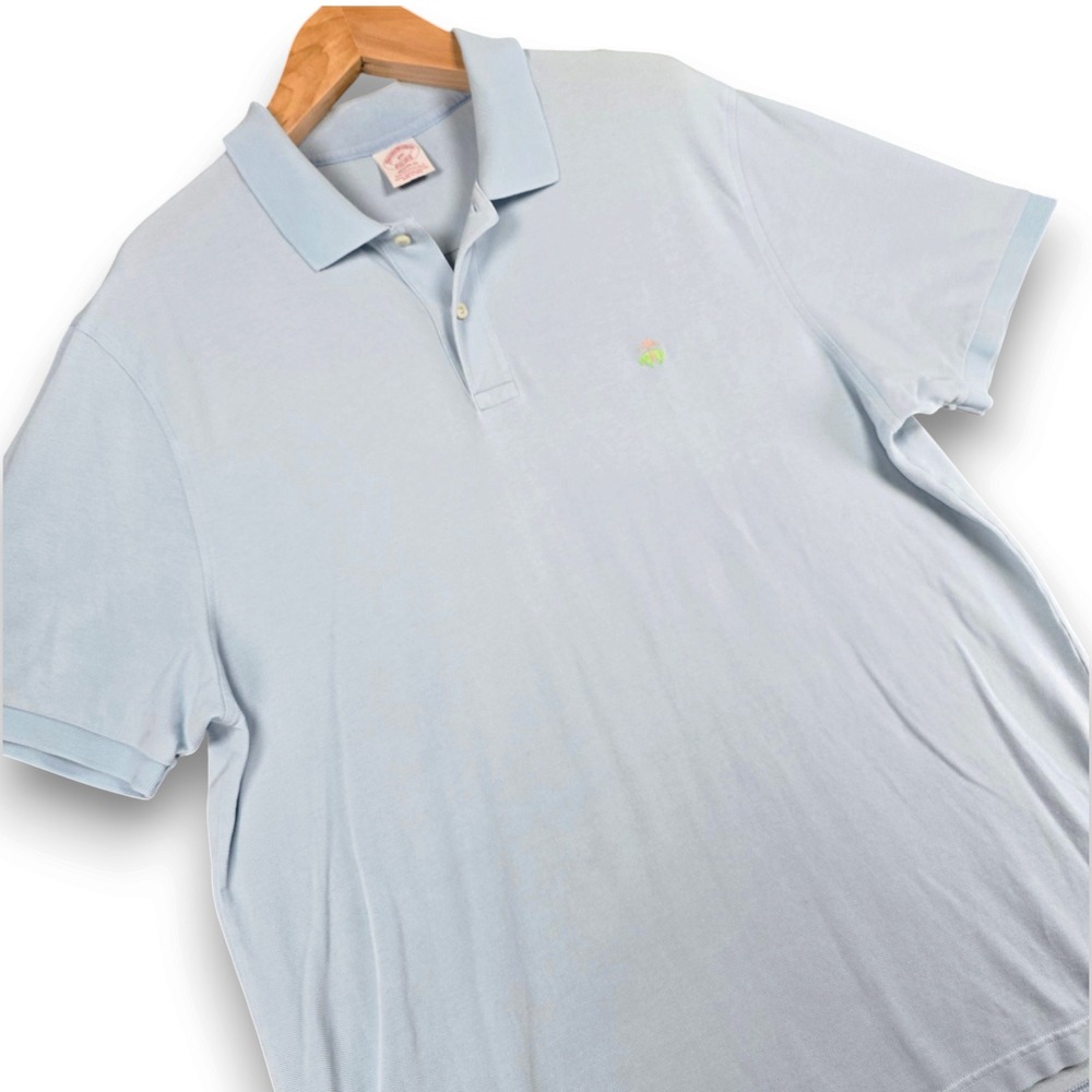 Brooks Brothers Mens XXL Light Blue Supima Cotton Performance Polo Shirt Pique